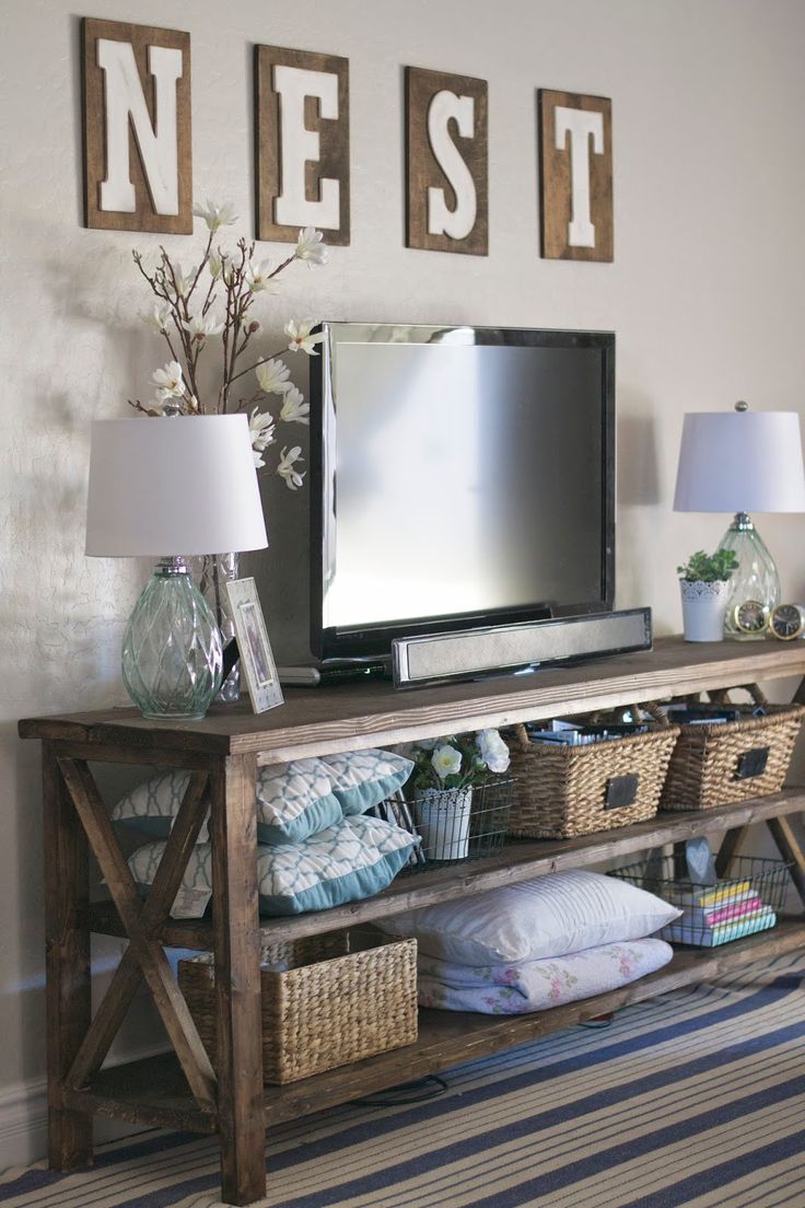 DIY Console Table and Walls Painted in 'Edgecomb Grey' by Benjamin Moore - from Paddington Way